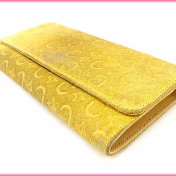 Celine Wallet Purse Long Wallet Macadam Beige Yellow - Picture 3 of 5